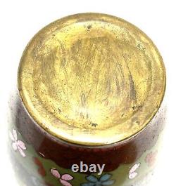 Vintage Japanese Meiji Period Cloisonne 180mm Gold Flek Brass Vase 52BV