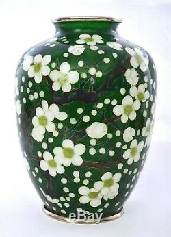 Vintage Japanese Plique a Jour Cloisonne Enamel Shippo Vase Plum Blossom Flower