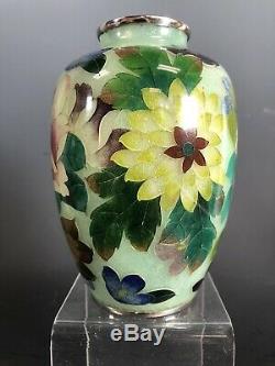 Vintage Japanese Plique a Jour Vase Cloisonné Flowers