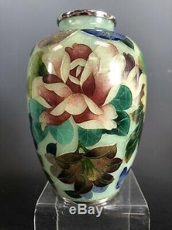Vintage Japanese Plique a Jour Vase Cloisonné Flowers