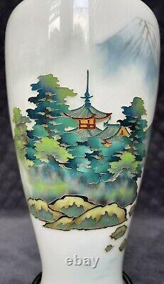 Vintage Japanese Silver Wire Musen Shippo Cloisonne Scenic Vase MARKED