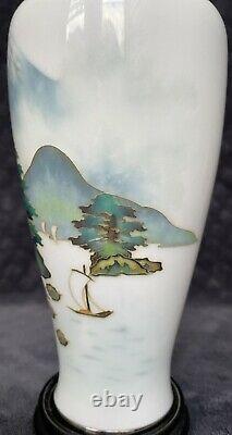 Vintage Japanese Silver Wire Musen Shippo Cloisonne Scenic Vase MARKED