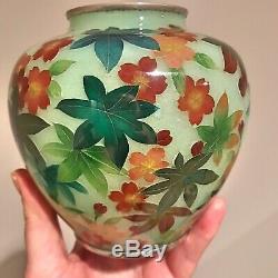 Vintage Japanese plique a jour vase cloisonné