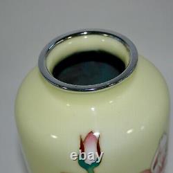Vintage Japanese wired Cloisonne Rose design Vase with Paulownia box