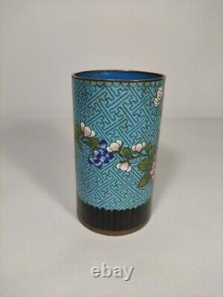 Vintage Oriental (Chinese Japanese) Cloisonne Enamel Floral Brush Pot Vase
