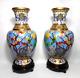 Vintage Pair Of Japanese Cloisonne Vases With Great Designs