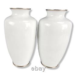 Vintage Pair of Japanese Vases Ando School Cloisonne Flower Porcelain