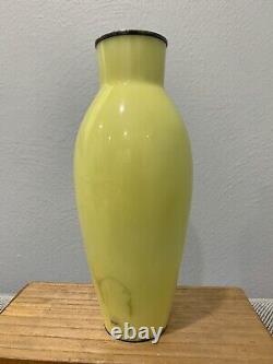 Vintage Possibly Antique Japanese Signed Ando Cloisonne Yellow Vase Applied Dec