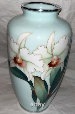 Vintage Sato Japanese Cloisonne Vase Light Mint Green Preowened