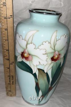 Vintage Sato Japanese Cloisonne Vase Light Mint Green Preowened