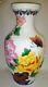 Vintage Tall Japanese Cloisonné On Porcelain Vase With Flowers & Butterfly Motif