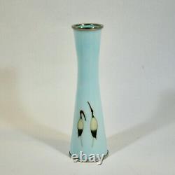 Vintage cloisonne wired small Vase 2cranes design with Paulownia box