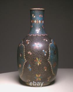 Vtg. Japanese Cloisonne Satsuma Earthenware Totai Shippo Bottle Vase Kinkozan