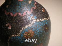 Vtg. Japanese Cloisonne Satsuma Earthenware Totai Shippo Bottle Vase Kinkozan