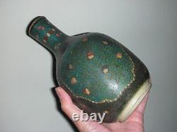 Vtg. Japanese Cloisonne Satsuma Earthenware Totai Shippo Bottle Vase Kinkozan