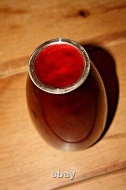 Vtg Japanese Red Cloissone Enamel Vase & Pair of Candlesticks Candle Holder Set