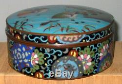 Wonderful Antique Large Meiji Period Japanese Cloisonne Enamel Round Box Vase
