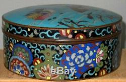 Wonderful Antique Large Meiji Period Japanese Cloisonne Enamel Round Box Vase