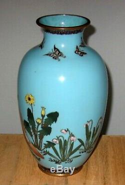 Wonderful Antique Large Meiji Period Japanese Cloisonne Enamel Vase with Pigeons