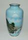 Wonderful Japanese Cloisonne Enamel Vase With Landscape, Shoreline And Mt. Fuji