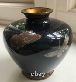 Wonderful Quality Japanese Cloisonne Butterfly Vase Style of Hayashi Kodenji