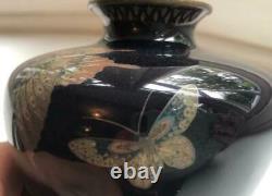 Wonderful Quality Japanese Cloisonne Butterfly Vase Style of Hayashi Kodenji