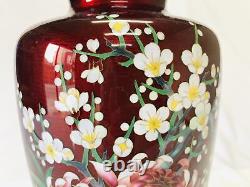 Y5116 FLOWER VASE Cloisonne red flower Japan ikebana antique interior decor