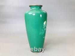 Y5838 VASE Cloisonne green flower pattern Japan ikebana antique interior decor