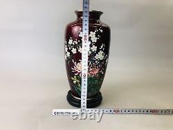 Y6204 FLOWER VASE Cloisonne red Japan ikebana arrangement antique interior decor