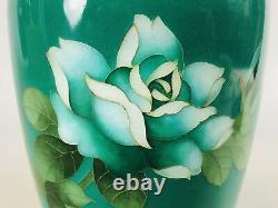 Y6614 FLOWER VASE Cloisonne green box Japan ikebana arrangement antique interior