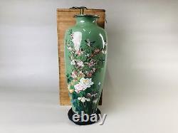 Y6932 FLOWER VASE Cloisonne large signed box Japan ikebana floral arrangement