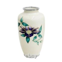 Yukio Tamura Japanese Cloisonne Vase White Purple Clematis